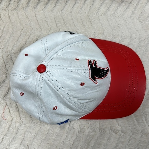 Vintage Logo Athletic Atlanta Falcons LEATHER hat buckle back, 90's, White /red - Picture 7 of 9
